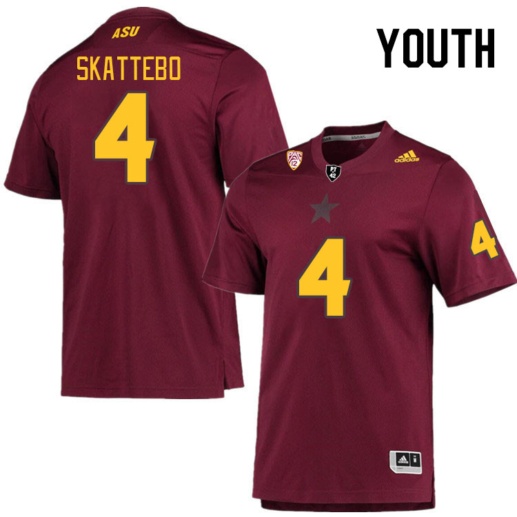 Youth #4 Cameron Skattebo Arizona State Sun Devils College Football Jerseys Stitched Sale-Maroon - Click Image to Close